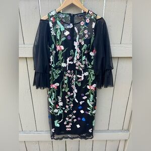 Jax Black Label Floral Embroidered Dress Black Mesh Wedding Guest Party Dress 6